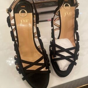 OJour black strappy heels 7.5 NWT